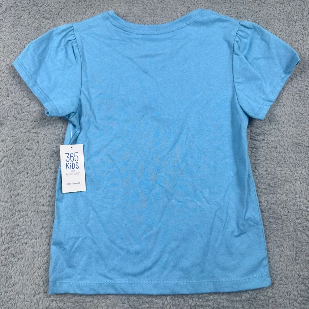 365 Kids Garanimals Graphic T-Shirt Girls 6 Blue Smile Everyday Heart Puff Sleev